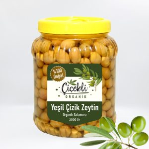 Doğal Salamura Yeşil Çizik Zeytin 2000 Gr
